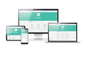 Flat modern responsive web design in electronic devices.