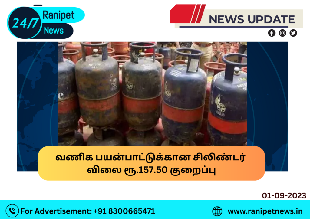 Reduced price of cylinders for commercial use - Rs.157.50